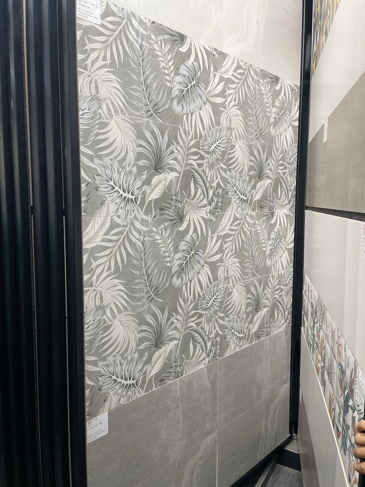 Grey tropical leaf panel