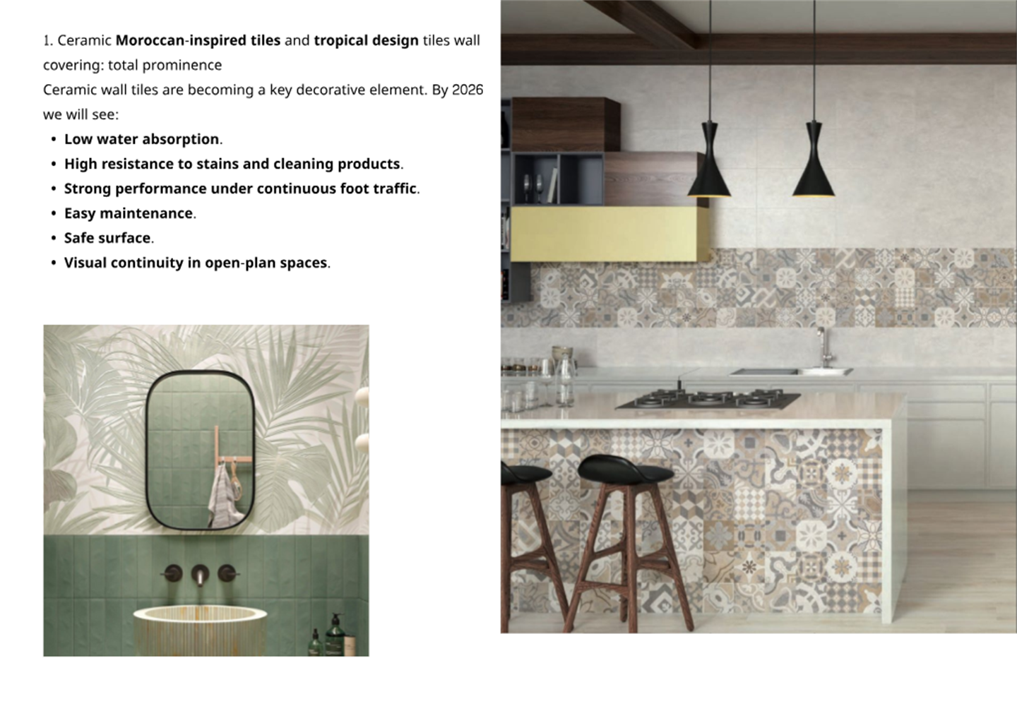 Ceramic Moroccan-inspired and tropical wall tiles