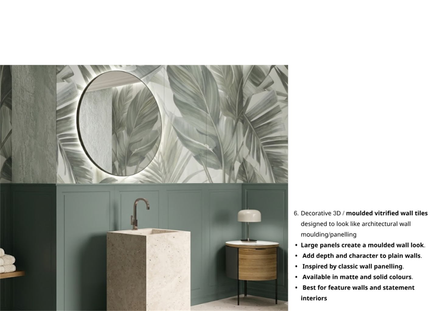 Decorative 3D moulded vitrified wall tiles